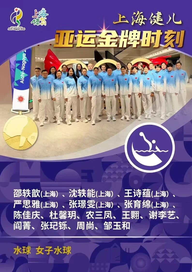 普陀培养输送运动员张璟雯助中国女子水球亚运卫冕